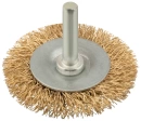 Корщетка-колесо, со штифтом, стальн.латунир.волнист.проволока 100 мм.
