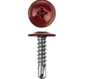 Саморез с прессшайбой, сверло, 4,2х25 RAL3005 красный