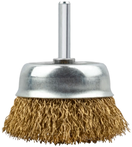 Корщетка-чашка, со штифтом, стальн.латунир.волнист.проволока фото 5