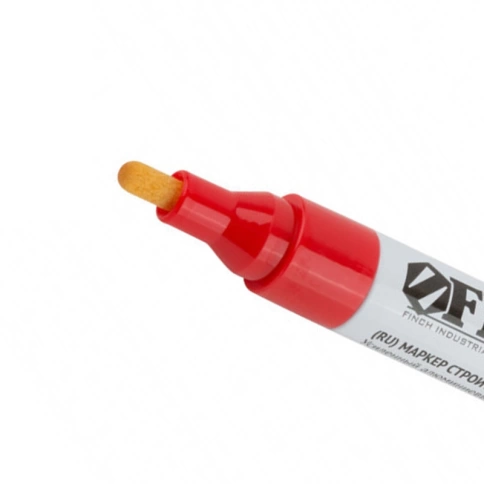 Маркер строительный с жидким красящим составом, алюминиевый корпус, красный фото 2