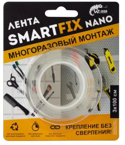 Лента для многораз. монтажа 3мм х 1м W-con SmartFix NANO SMN3010T фото 1