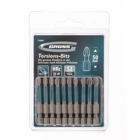 Биты торсионные PH3х50 мм, для ударн.шуроповертов Gross фото 2