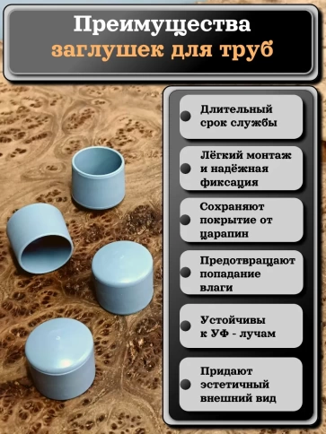Заглушка для труб наружная круглая d 20 мм серая, 20 шт фото 2