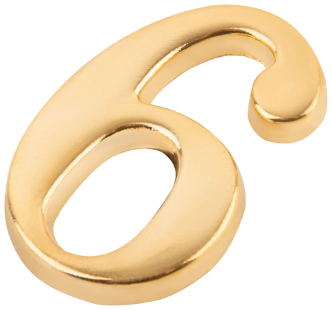 Цифра для номера квартиры "6" металл, золото (5074)  фото 2