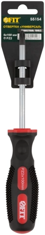 Отвертка Универсал, CrV сталь, прорезиненная ручка, Профи 6х100 мм РZ2 фото 3