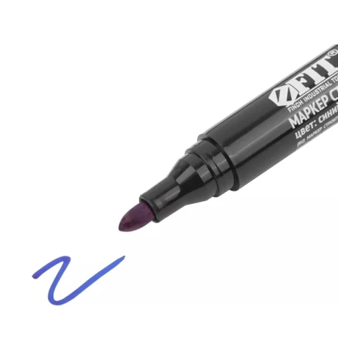 Маркер строительный перманентный синий фото 2