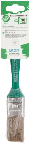 Кисть флейцевая, 70% ПЭТ/30% натур.щетина, пласт.ручка, нерж.обжим, толщ.11мм, шир.30мм фото 1