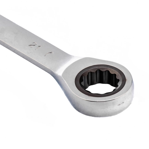 Ключ комбинированный трещоточный зеркальный хром 21 мм CrV Matrix фото 3