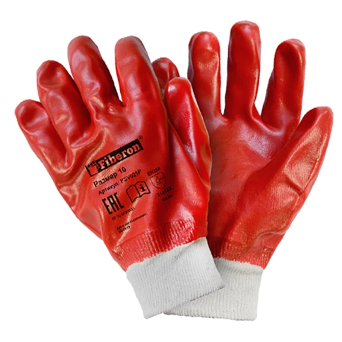 Перчатки Стойкость к загрязнениям Гранат хлоп.полиэст. PSV025P ПВХ-покр., размер 10 (ХL), Fiberon фото 1