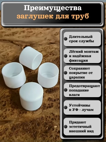Заглушка для труб наружная круглая d 22 мм белая, 20 шт фото 3