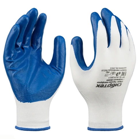 Перчатки полиэфирные с синим нитрильным покрытием, 15 класс вязки, размер L, Сибртех фото 1
