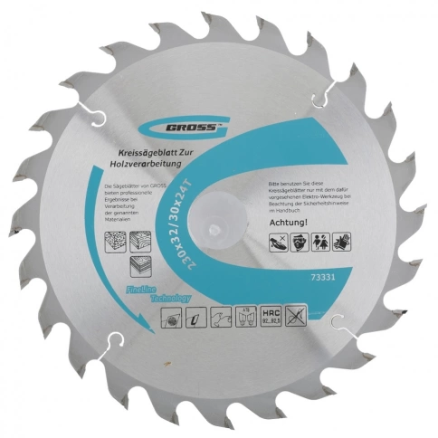 Диск пильный по дереву 24 зуба + кольцо 32/30 мм Gross фото 6