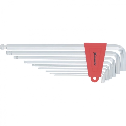 Набор ключей имбусовых HEX 2,0-12 мм CrV 9шт. экстра-длин.с шаром, сатин.Matrix фото 2