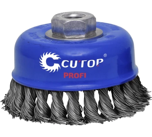 Щетка для УШМ "чашка", кручен.витая проволока 0,5мм, М14 CUTOP Profi фото 1