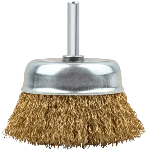 Корщетка-чашка, со штифтом, стальн.латунир.волнист.проволока фото 2