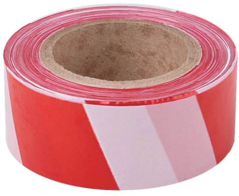 Лента сигнальная 50 мм х 200 м красно-белая фото 1