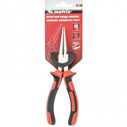 Круглогубцы NICKEL, никелир., двухкомпонент.рук. 160 мм Matrix фото 4