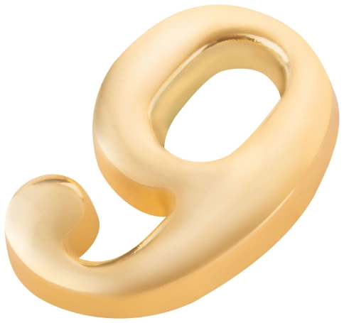 Цифра для номера квартиры "9" металл, золото (5083)  фото 2