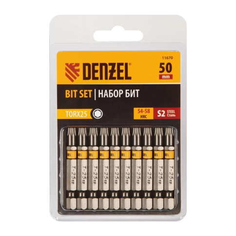 Биты шестигранный профиль сталь S2 TORX25х50 Denzel фото 1