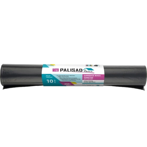 Мешки для мусора 200 л 10 шт, пвд особопрочный черный, Home Palisad фото 1