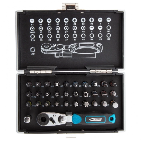 Набор бит, 1/4, магнитн.адапт., сталь S2, пластик.кейс 33предм. Gross фото 4