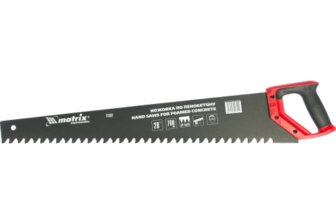 Ножовка по пенобетону, защ. покр. твердосплавн. накл. на зубья двухкомп.рук., 700мм Matrix фото 1