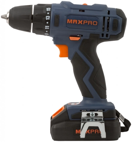 Дрель-Шуруповерт акк.18,0 В; 0-350/1250 об/мин, регулир.об., резин.вст.MAX-PRO фото 1