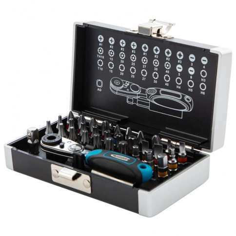 Набор бит, 1/4, магнитн.адапт., сталь S2, пластик.кейс 33предм. Gross фото 1