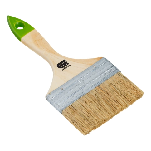 Кисть плоская натуральная щетина дер.ручка 100 мм Сибртех фото 1