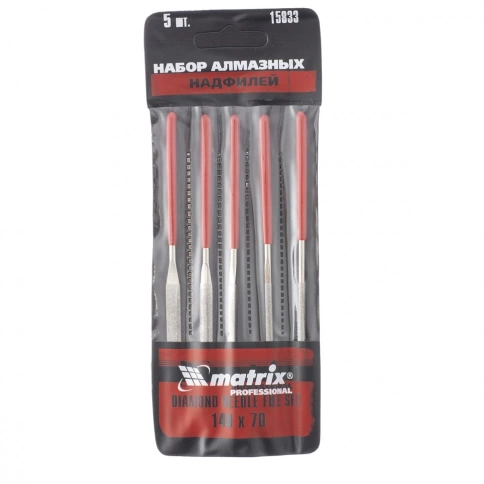 Набор надфилей алмазных 140х70х3 мм 5шт. Matrix фото 1