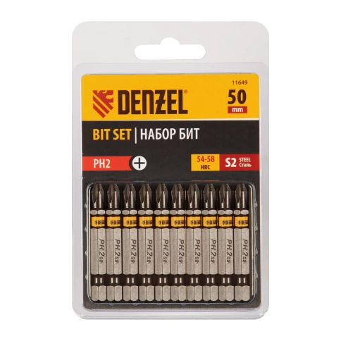 Биты шестигранный профиль сталь S2 PH2х50 Denzel фото 1