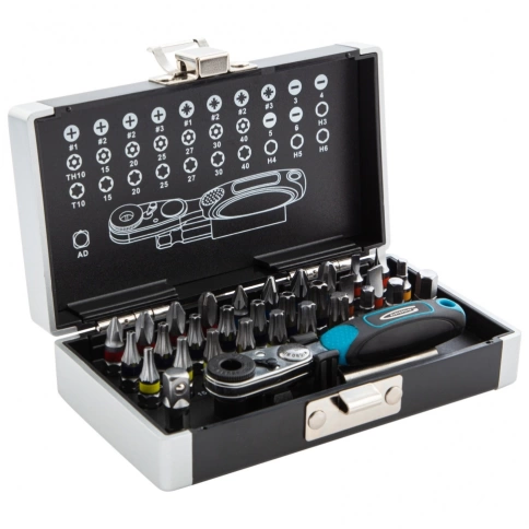 Набор бит, 1/4, магнитн.адапт., сталь S2, пластик.кейс 33предм. Gross фото 3