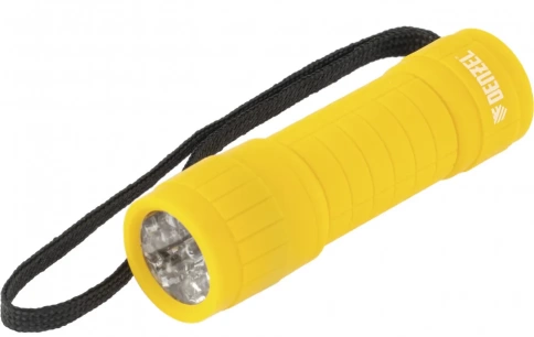 Фонарь светодиодный, желтый корп. с мягким покр., 9 LED 3хААА Denzel фото 1