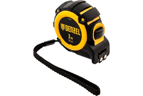 Рулетка магнитн.зацеп  двухст.шкала нейлон.покр. автоматич. 3м х 16 мм Denzel фото 1
