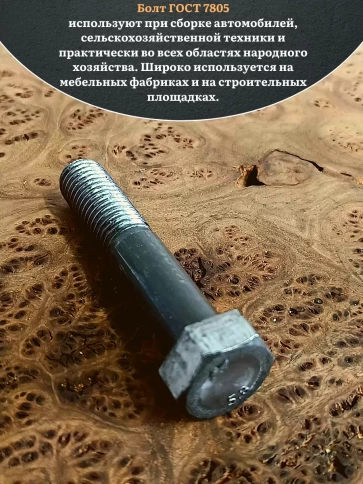 Болт без покрытия 20х100 мм ГОСТ 7805, 2 шт. фото 4