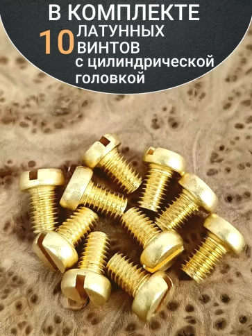 Винт 4х6 латунный с цилиндрической головкой DIN84,10 шт фото 4
